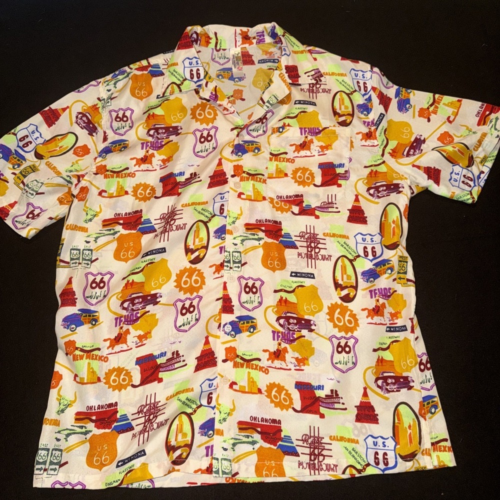 India Boutique Men's‎ Route 66 Short Sleeve Button Shirt Medium